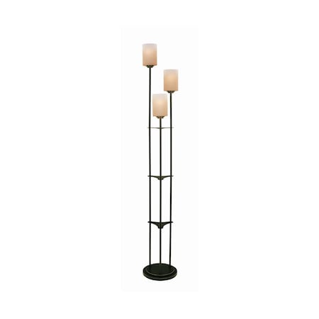 3-Lite Floor Lamp Dark Bronze W/Amber Glass E27 A 60Wx3